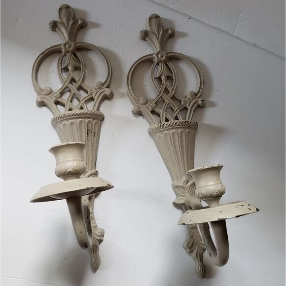 Heavy Metal Candle Sconces (2) - Picture 2 of 9